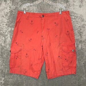 Ocean Current Men Coastal Nautical Preppy Anchor High Rise Cargo Shorts 36